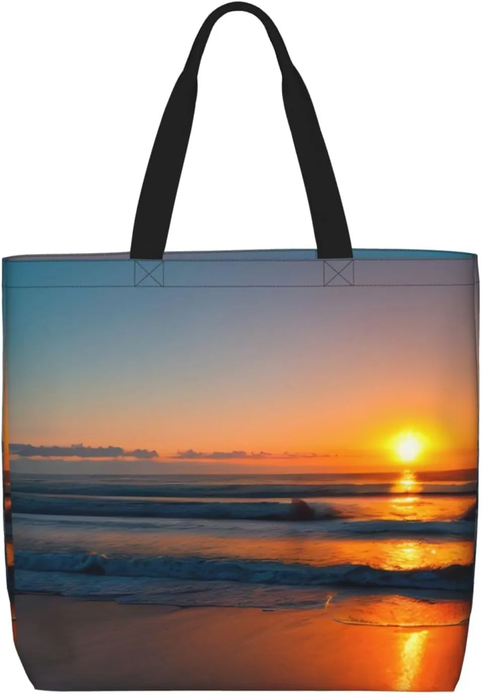 Beautiful Sunrise Ocean print Women Tote Bags with Inner Bag Handbags with Pattern for Shopping Office