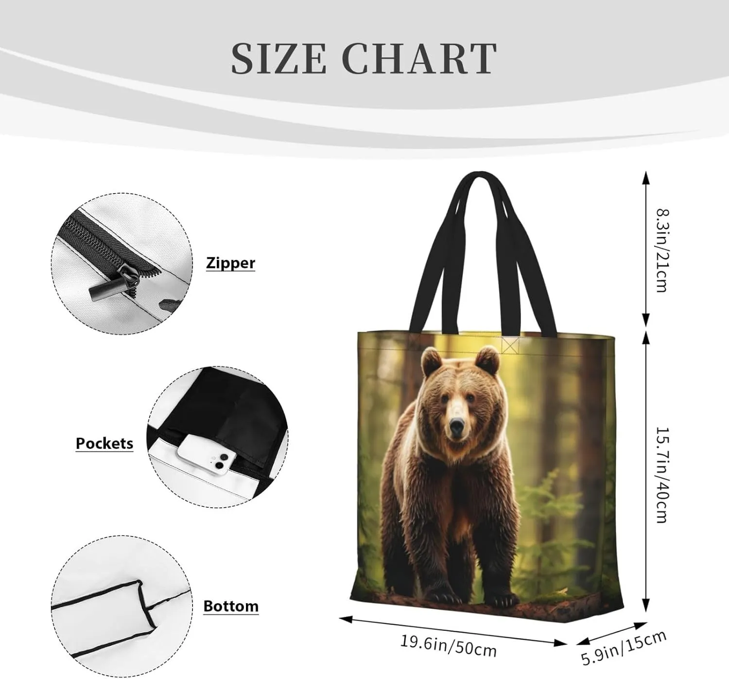 Beaver Working2 Print Tote Bag Shoulde Bag Handbag Grocery Bags Reusable For Office Shopping Travel Casual Work Holiday