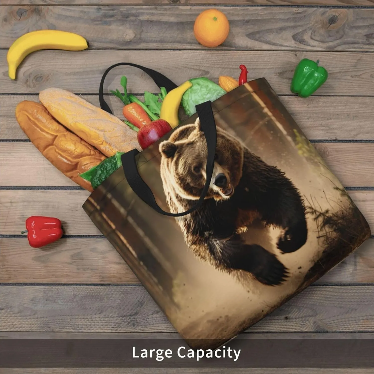 Beaver Working2 Print Tote Bag Shoulde Bag Handbag Grocery Bags Reusable For Office Shopping Travel Casual Work Holiday