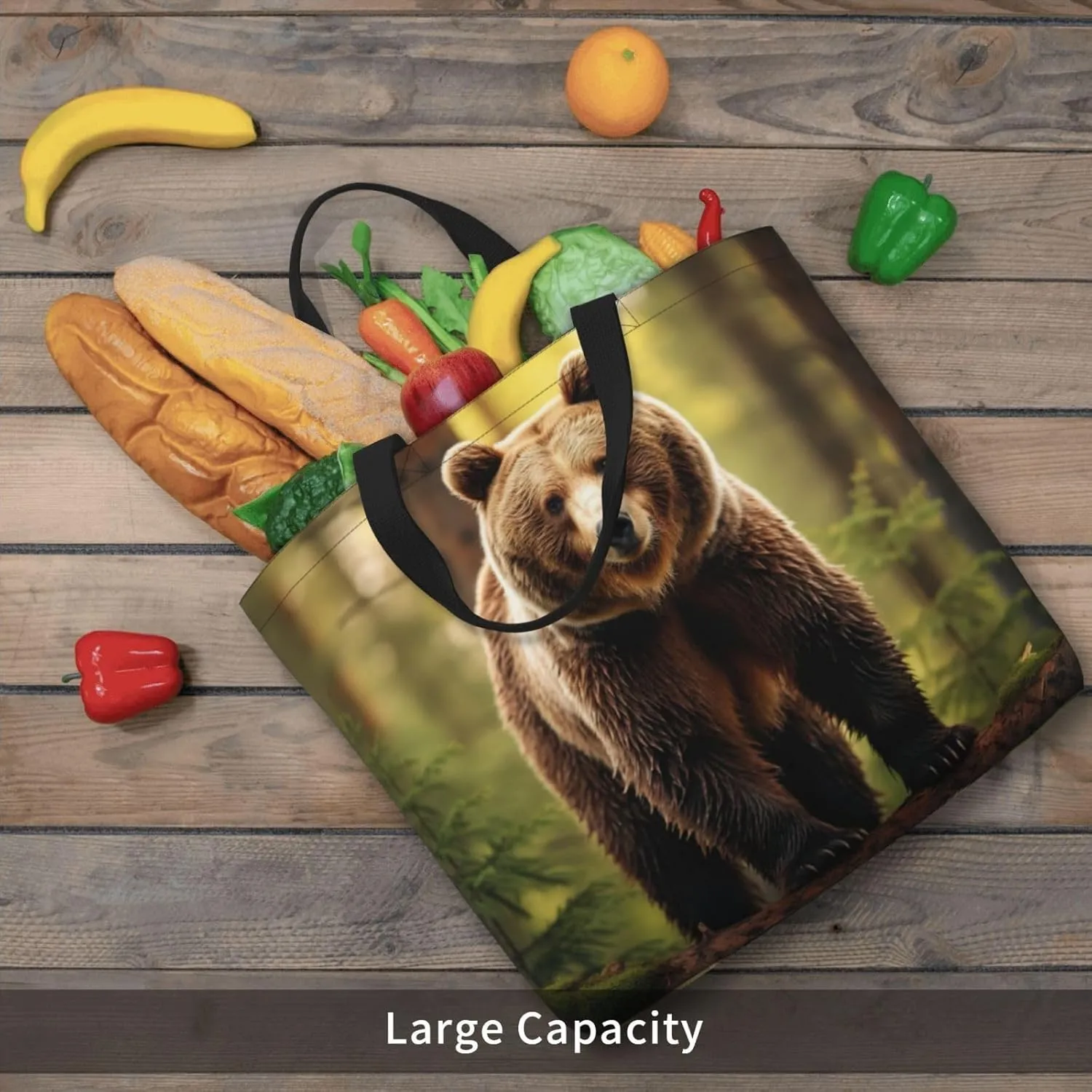 Beaver Working2 Print Tote Bag Shoulde Bag Handbag Grocery Bags Reusable For Office Shopping Travel Casual Work Holiday