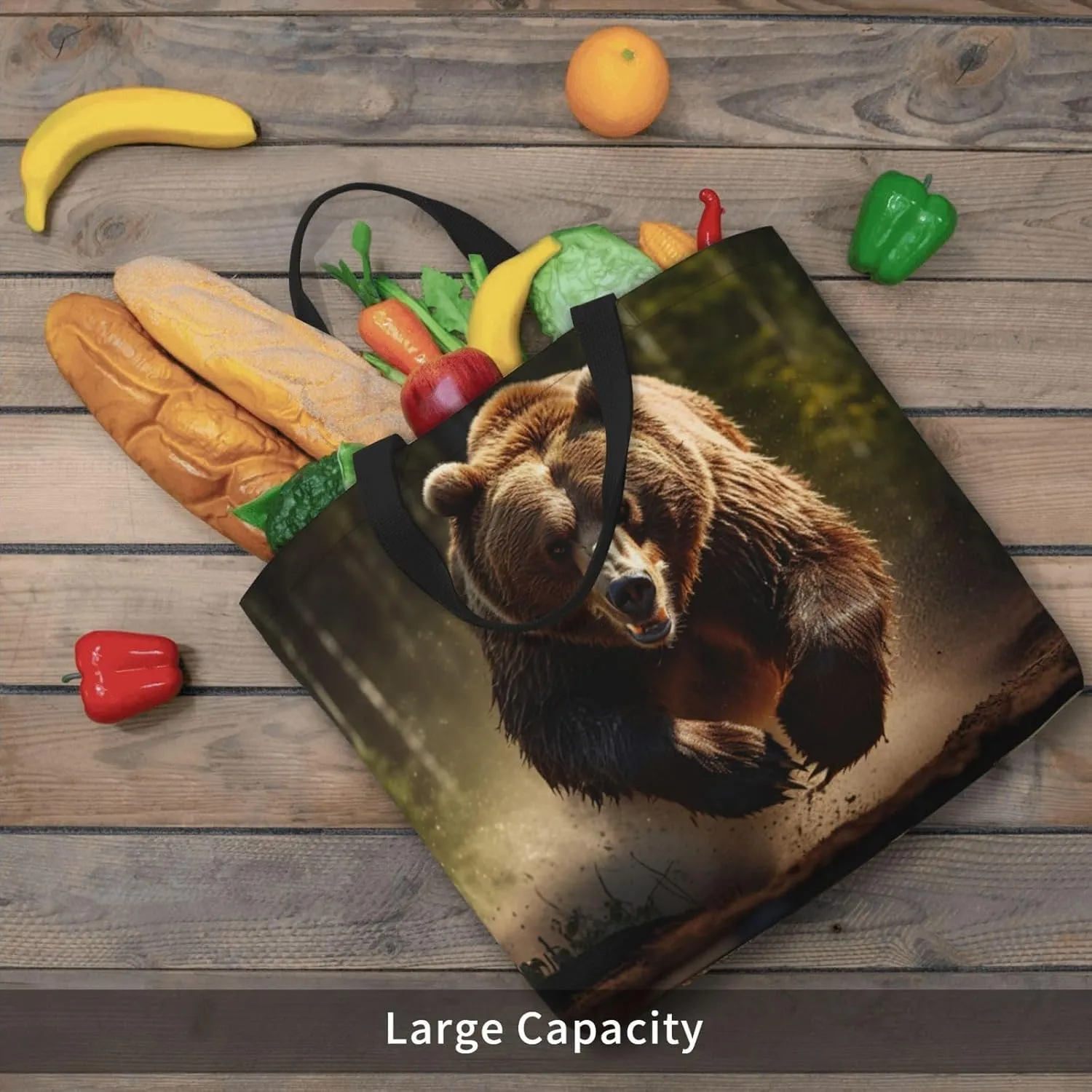 Beaver Working2 Print Tote Bag Shoulde Bag Handbag Grocery Bags Reusable For Office Shopping Travel Casual Work Holiday