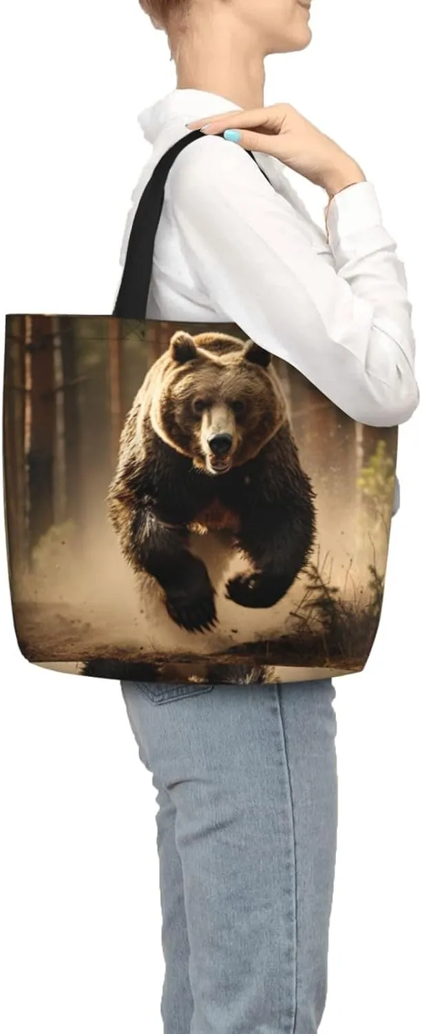 Beaver Working2 Print Tote Bag Shoulde Bag Handbag Grocery Bags Reusable For Office Shopping Travel Casual Work Holiday