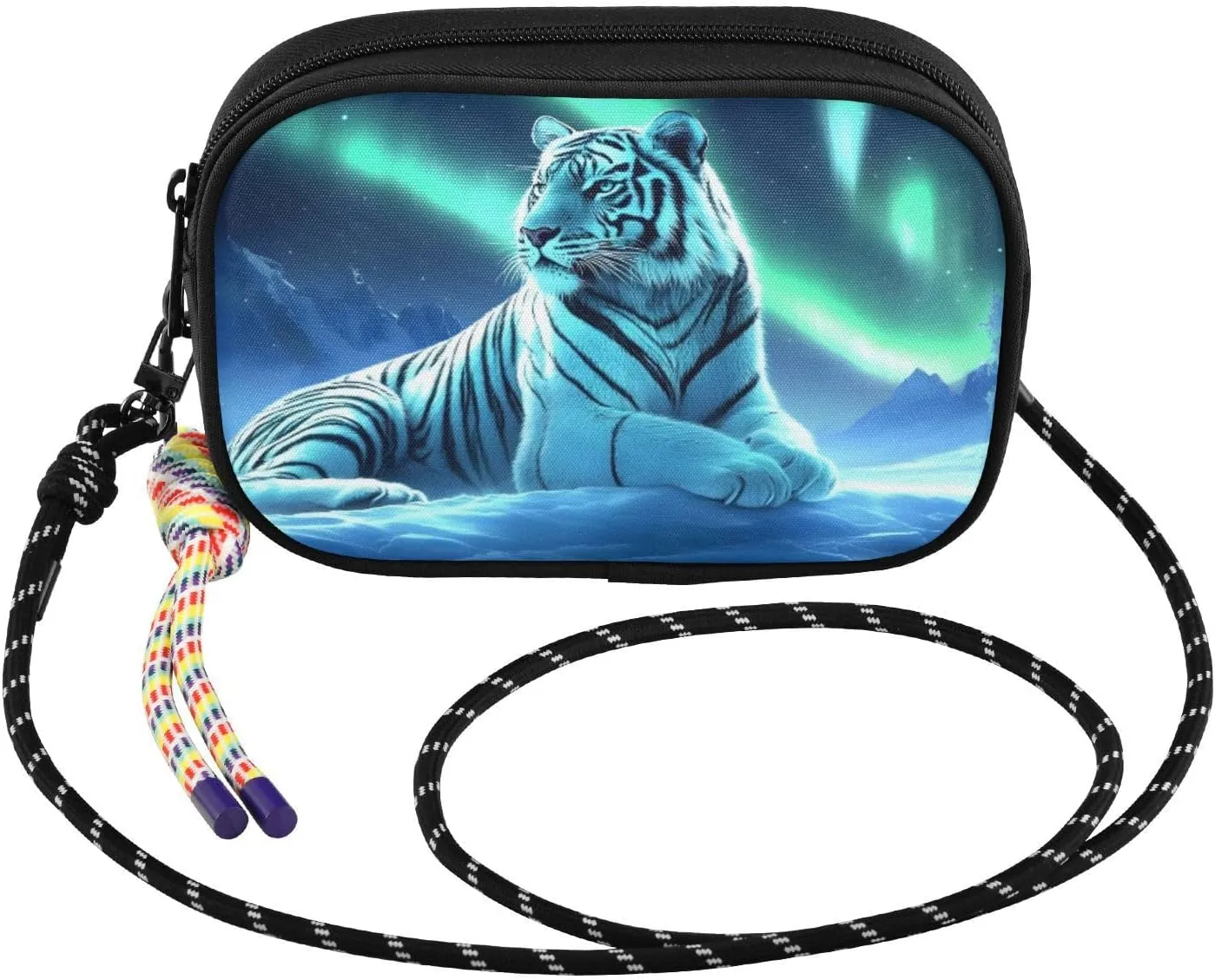 Bengal Cat Aurora Crossbody Bags for Women Cell Phone Purses Women's Shoulder Handbag Wallet Purse with Rope Pendant