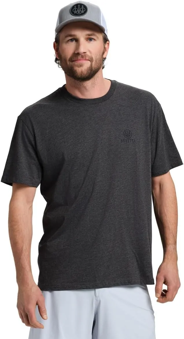 Beretta Men's Horizon SS Casual Durable Active Wear Ribbed Crew Neck Logo Print Double Needle Hems Short Sleeve T-Shirt