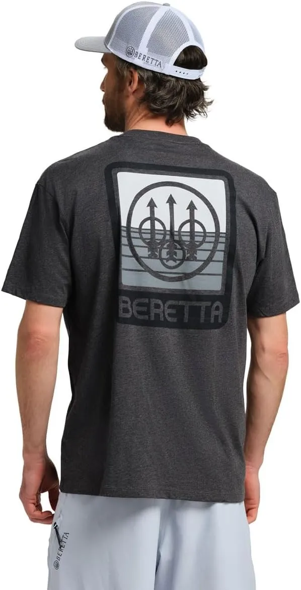 Beretta Men's Horizon SS Casual Durable Active Wear Ribbed Crew Neck Logo Print Double Needle Hems Short Sleeve T-Shirt