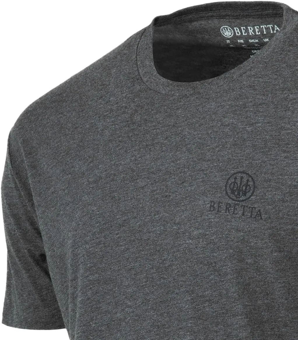 Beretta Men's Horizon SS Casual Durable Active Wear Ribbed Crew Neck Logo Print Double Needle Hems Short Sleeve T-Shirt