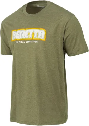 Beretta Men's Retro 2.0 SS Casual Durable Active Wear Ribbed Crew Neck Logo Print Double Needle Hems Short Sleeve T-Shirt