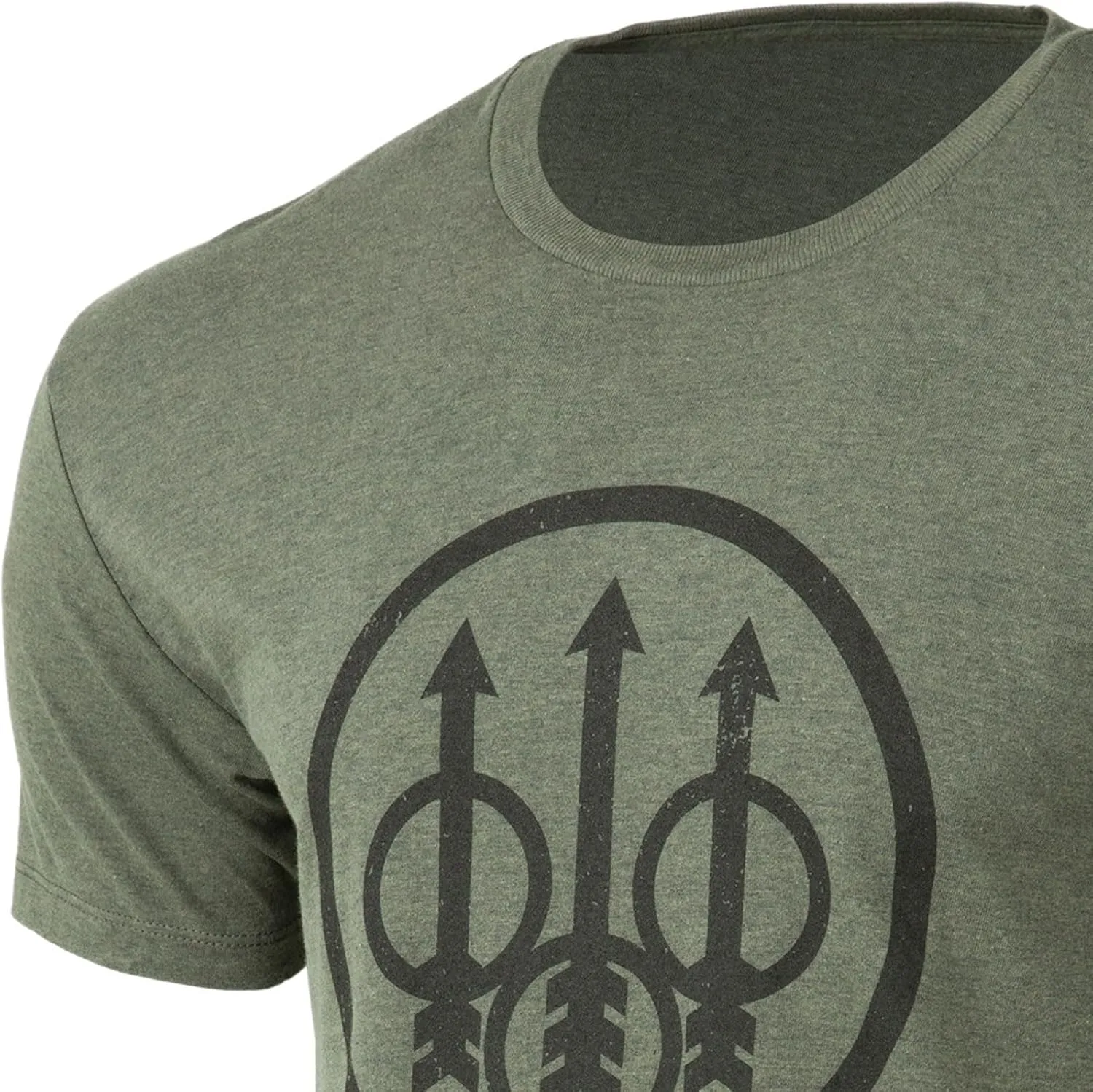 Beretta Men's Trident Logo Print Durable Comfortable Fit Ribbed Crew Neck Short Sleeve Active T-Shirt with Double-Needle Hem