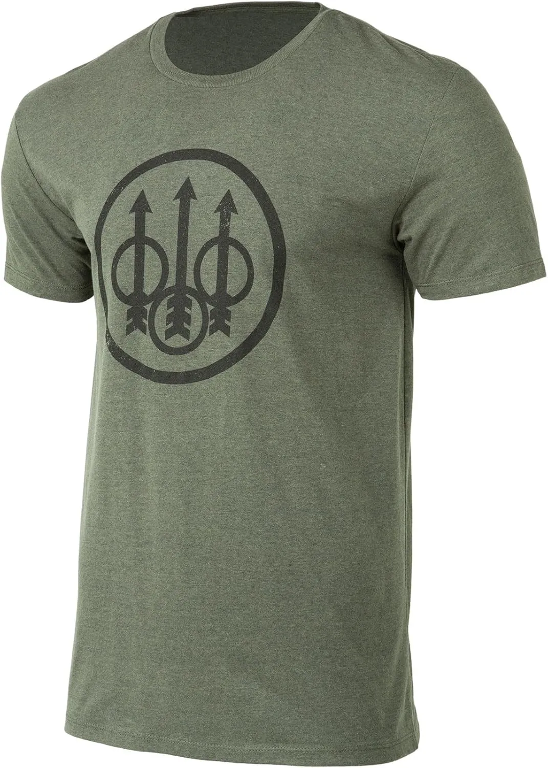 Beretta Men's Trident Logo Print Durable Comfortable Fit Ribbed Crew Neck Short Sleeve Active T-Shirt with Double-Needle Hem