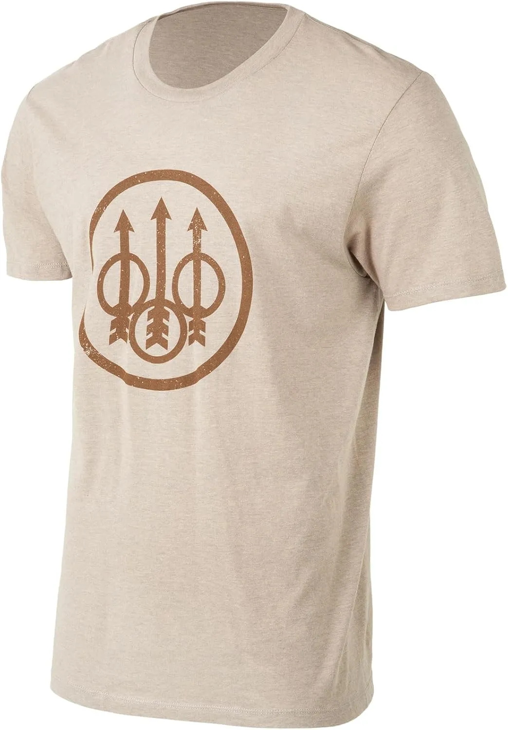 Beretta Men's Trident Logo Print Durable Comfortable Fit Ribbed Crew Neck Short Sleeve Active T-Shirt with Double-Needle Hem