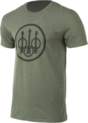 Beretta Men's Trident Logo Print Durable Comfortable Fit Ribbed Crew Neck Short Sleeve Active T-Shirt with Double-Needle Hem