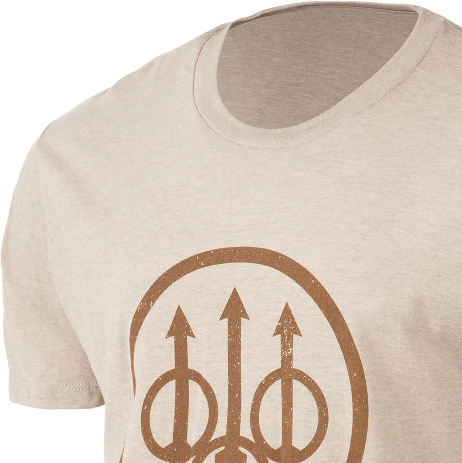 Beretta Men's Trident Logo Print Durable Comfortable Fit Ribbed Crew Neck Short Sleeve Active T-Shirt with Double-Needle Hem
