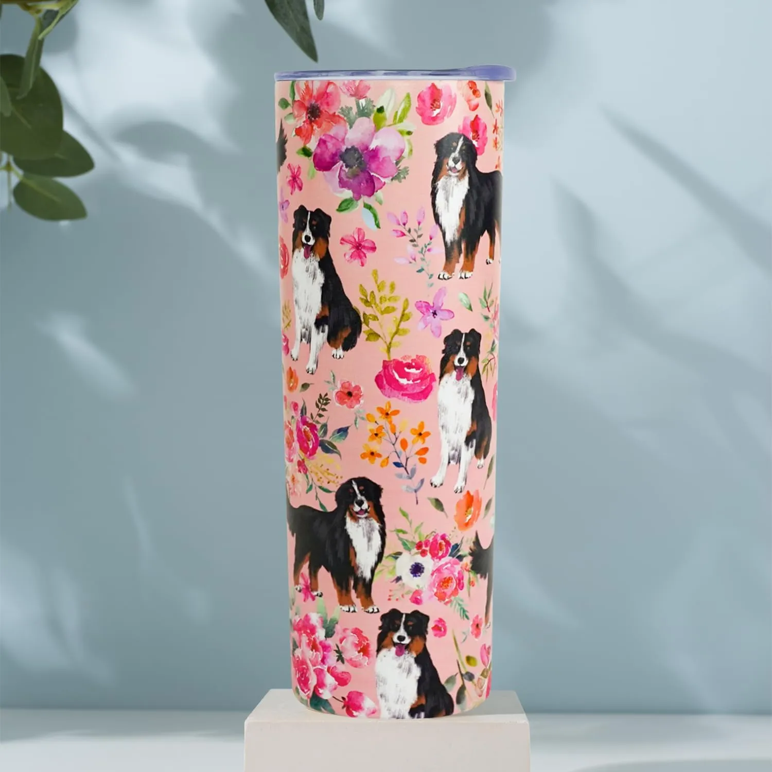 Bernese Mountain Dog Gifts for Women Cute Dog Tumbler Coffee Cup Bernese Mountain Travel Mug 20 Oz Stainless Steel Insulated Cup With Lid and Straw
