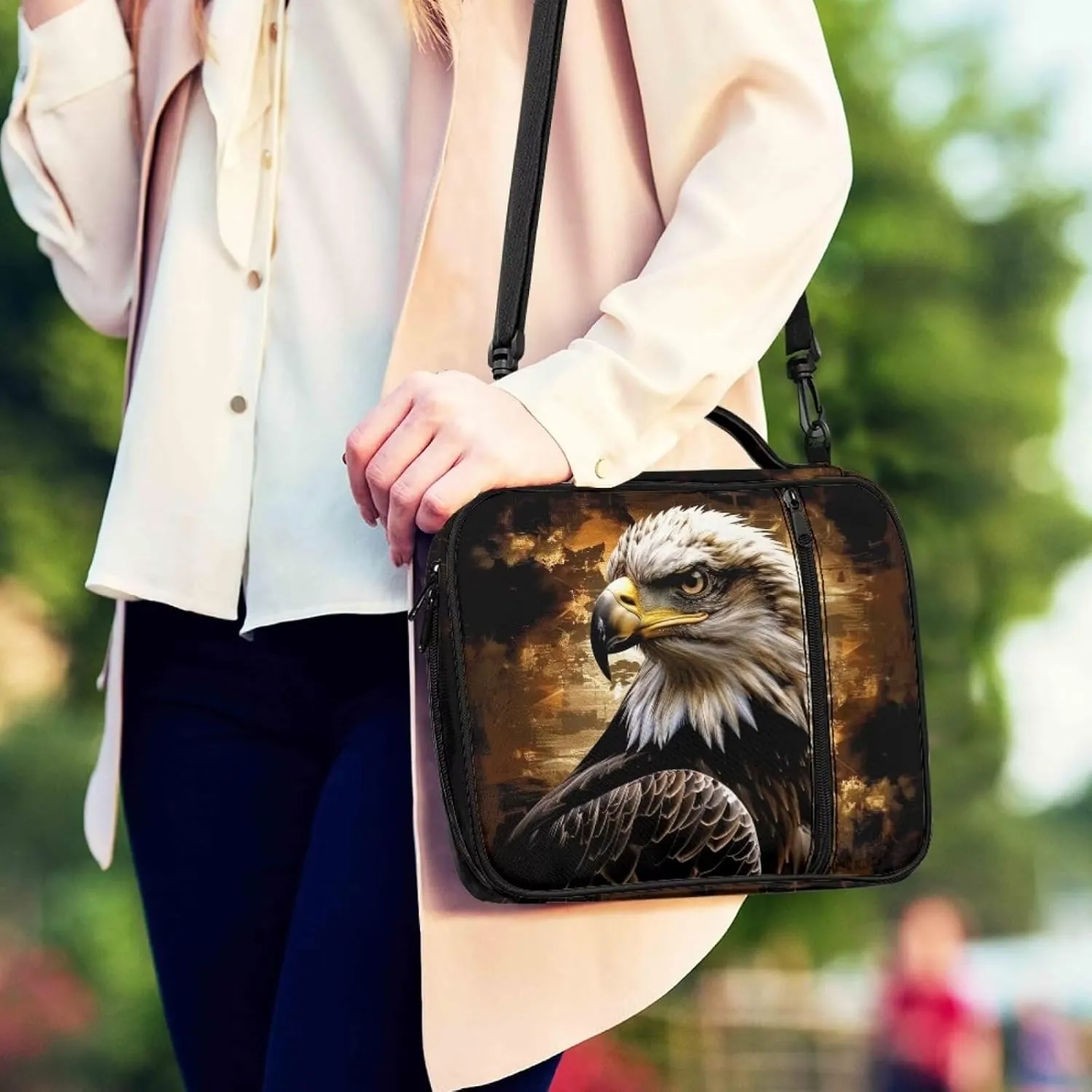 Bible Cover for Women, Bible Holder, Bible Cover Carrier Carrying Organizer Bag,Zipper and Pockets for Standard Large Size Bible Bald Eagle
