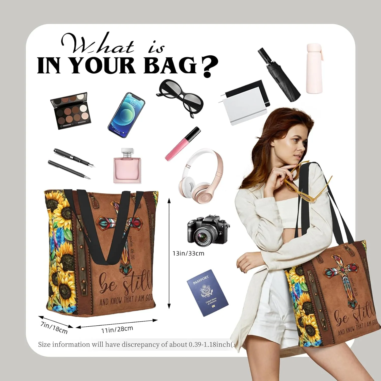 Bible Tote Bags for Women Christian Tote Bag Church Shoulder Bag Inspirational Bags With Zipper Christian Gift