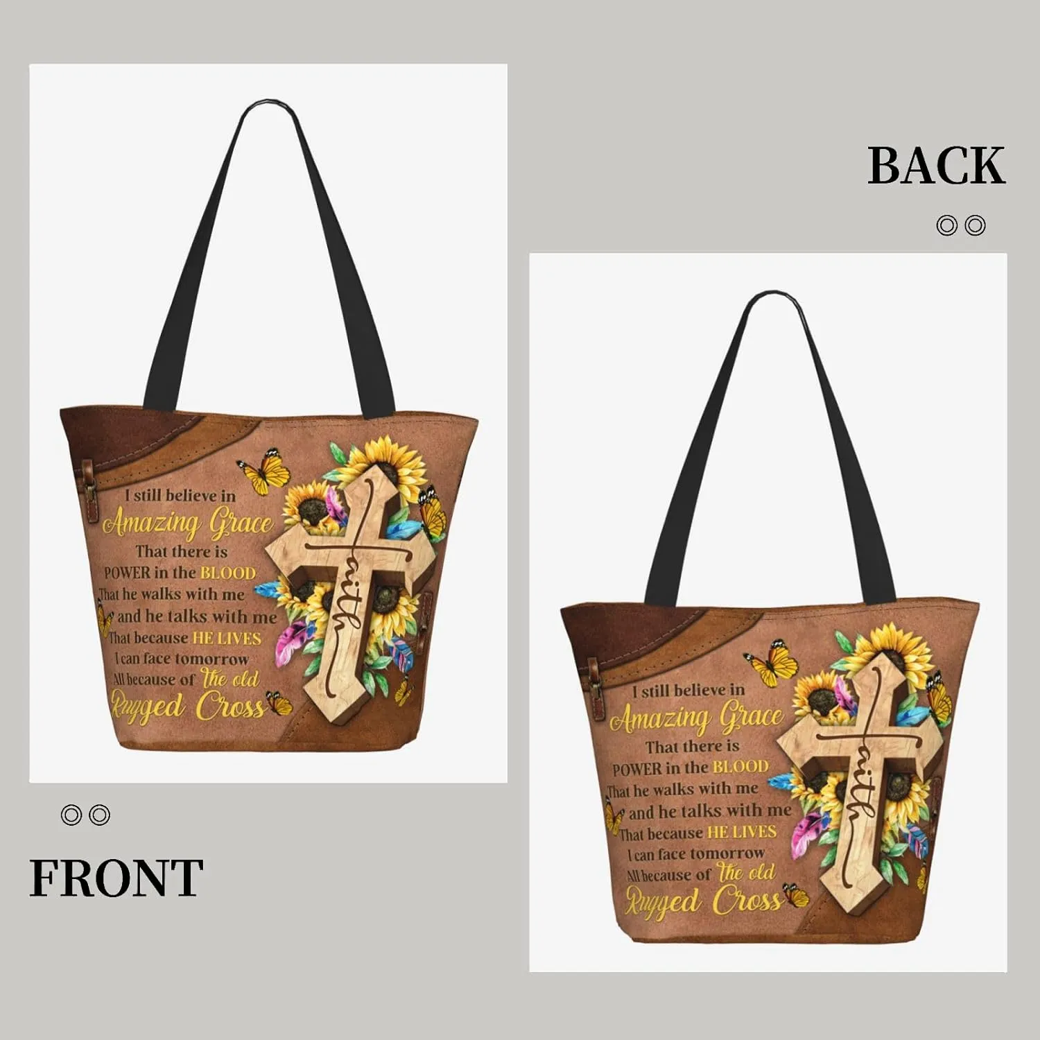Bible Tote Bags for Women Christian Tote Bag Church Shoulder Bag Inspirational Bags With Zipper Christian Gift