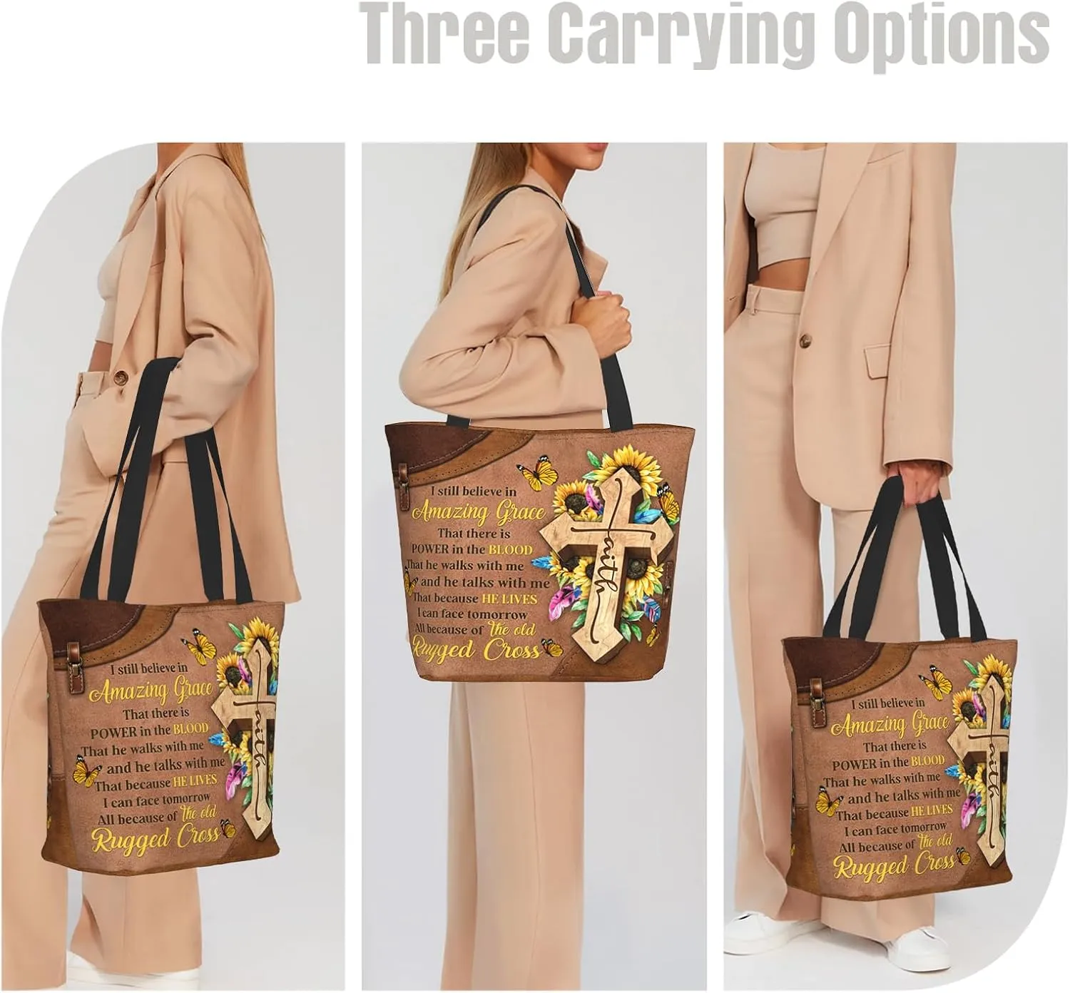 Bible Tote Bags for Women Christian Tote Bag Church Shoulder Bag Inspirational Bags With Zipper Christian Gift