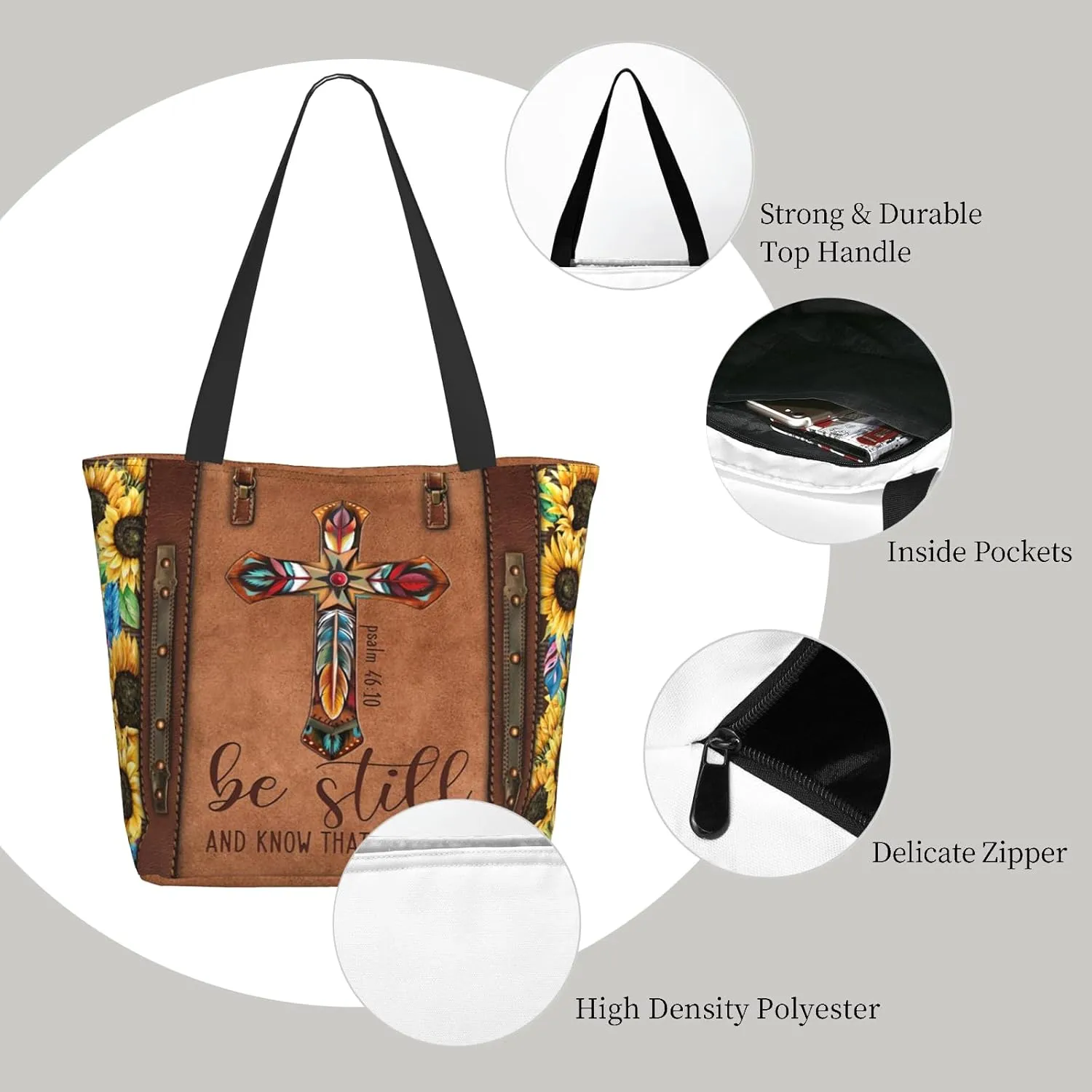 Bible Tote Bags for Women Christian Tote Bag Church Shoulder Bag Inspirational Bags With Zipper Christian Gift