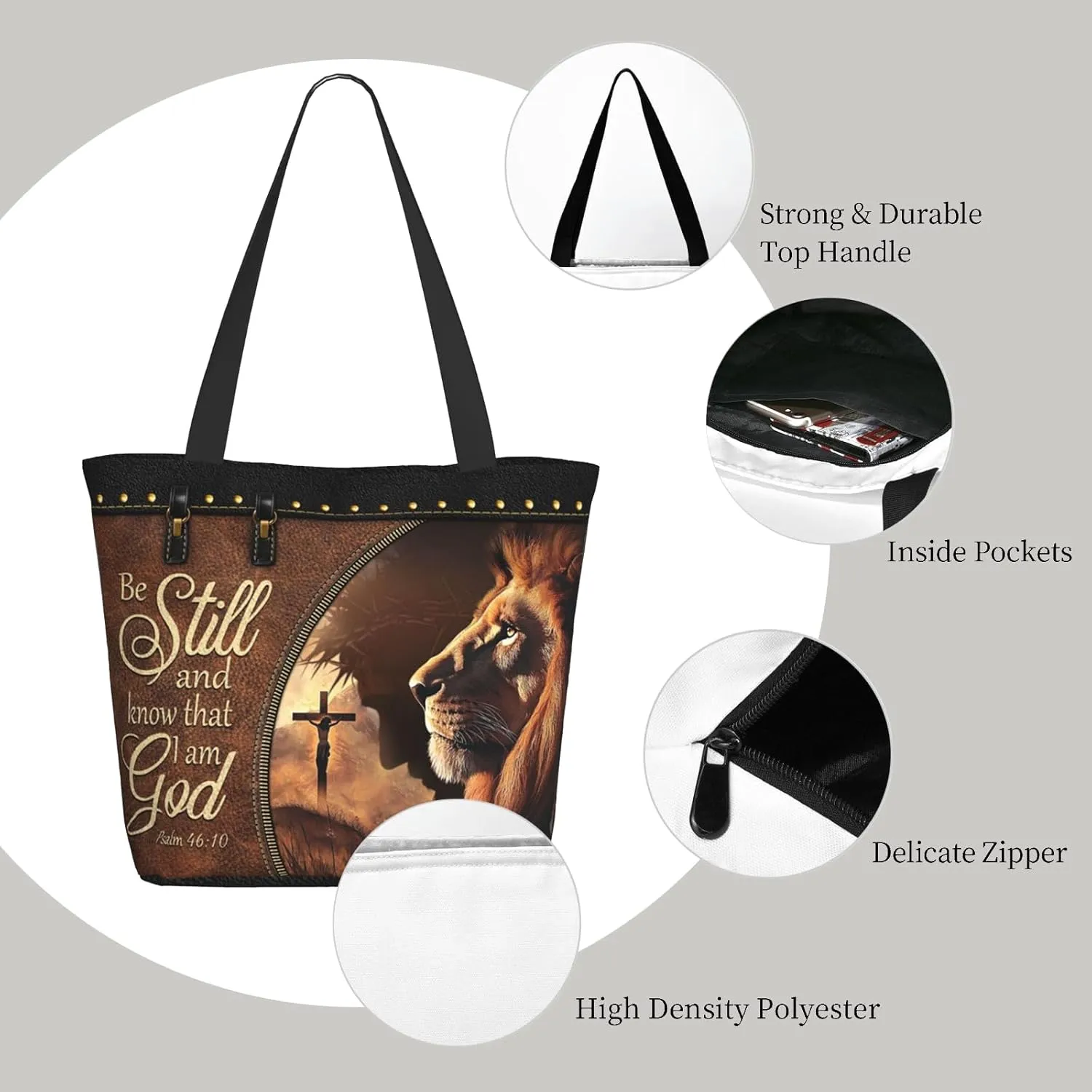 Bible Tote Bags for Women Christian Tote Bag Church Shoulder Bag Inspirational Bags With Zipper Christian Gift