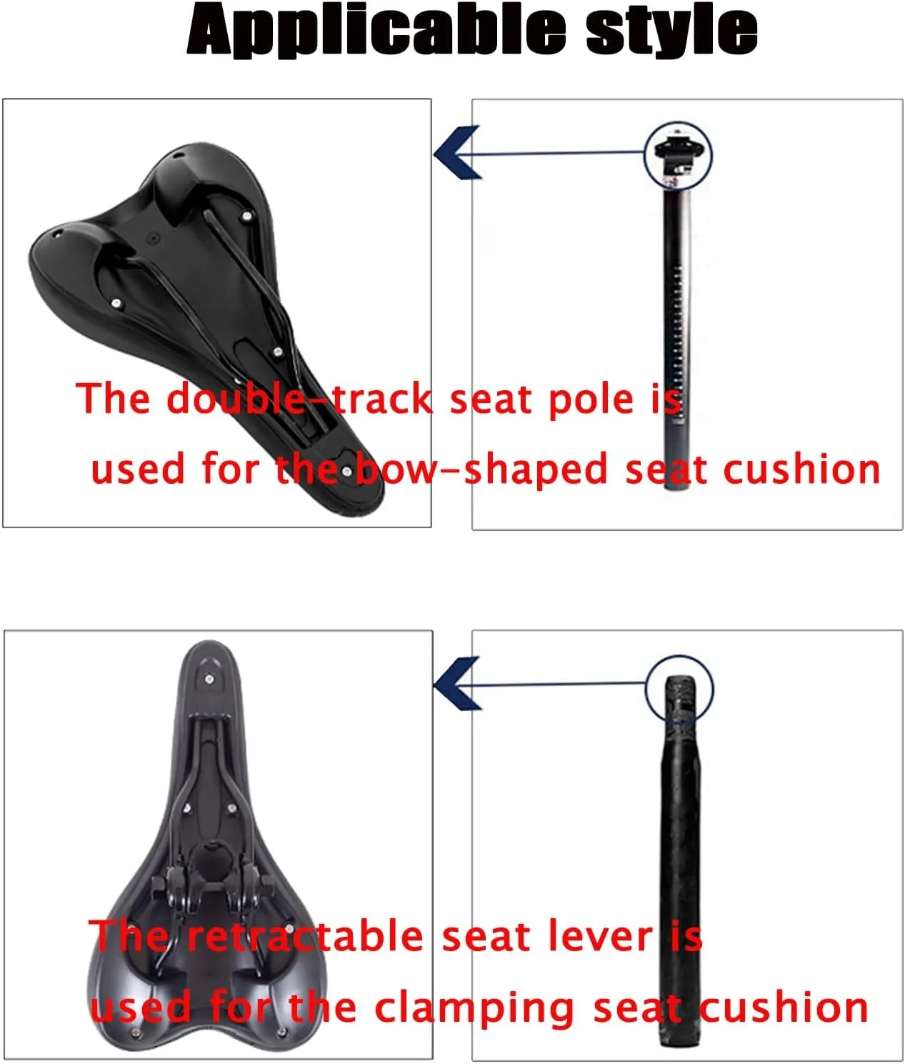 Bicycle Saddle、High Elasticity Comfort Mountain Bike seat，Breathable, Shock-Absorbing Racing Replacement Parts There Installation Methods Double-Track/Clamping Code