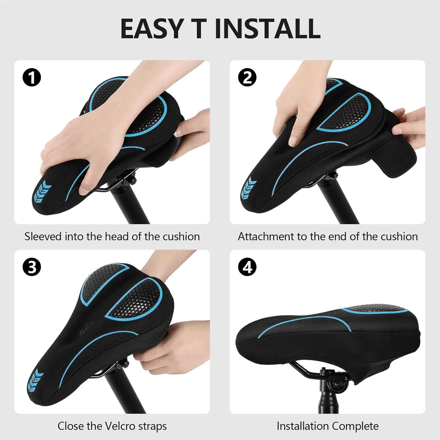 Bike Seat Cushion Gel Padded Bike Seat Cover Extra Soft Comfy for Men Women Comfort,with Peloton Stationary, Exercise, Mountain Bikes, Road & Electric