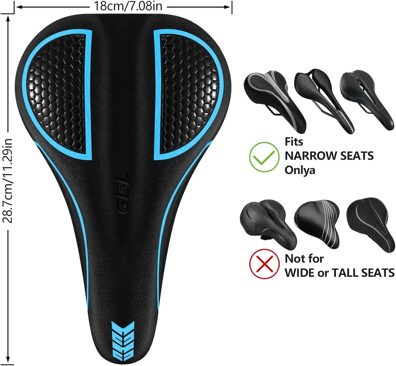 Bike Seat Cushion Gel Padded Bike Seat Cover Extra Soft Comfy for Men Women Comfort,with Peloton Stationary, Exercise, Mountain Bikes, Road & Electric