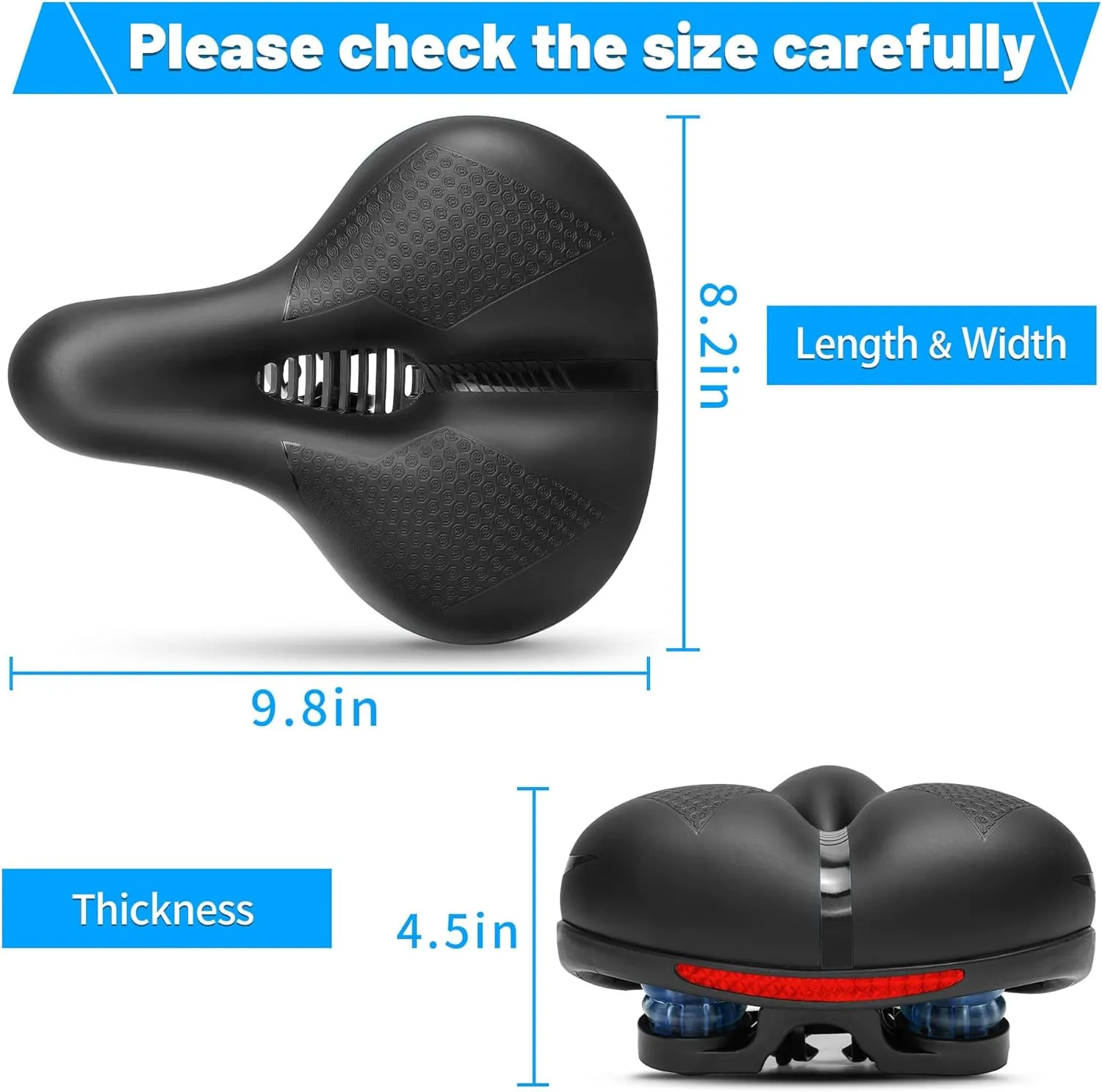 Bike Seat for Men & Women Comfort, Thick & Soft Memory Foam Bicycle Seat Cushion, Comfortable Padded Bike Saddle for Mountain Bike, Beach Cruiser, Ebike, Stationary Bike, Universal Replacement