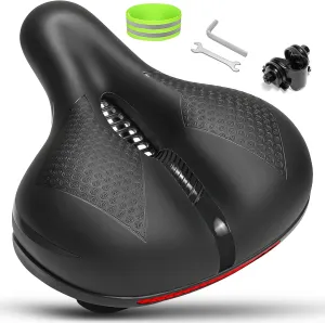 Bike Seat for Men & Women Comfort, Thick & Soft Memory Foam Bicycle Seat Cushion, Comfortable Padded Bike Saddle for Mountain Bike, Beach Cruiser, Ebike, Stationary Bike, Universal Replacement