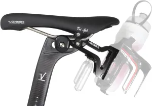 Bike Seat Water Bottle Holder with Two Bottle Cages - Behind Saddle Bottle Holder - Includes Two Tight Grip Bottle Cages. Rack is Made from Light Weight Aluminum - Stealth Black Finish