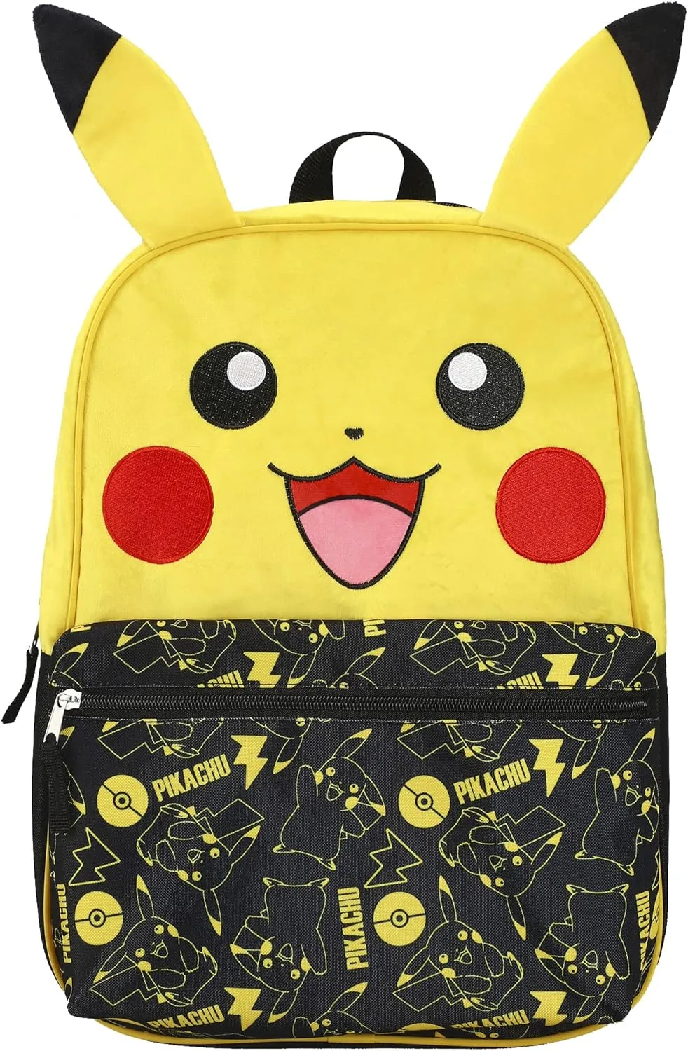 BIOWORLD Unisex Kid's Pokemon Pikachu Character 16'' Backpack, Black, One Size