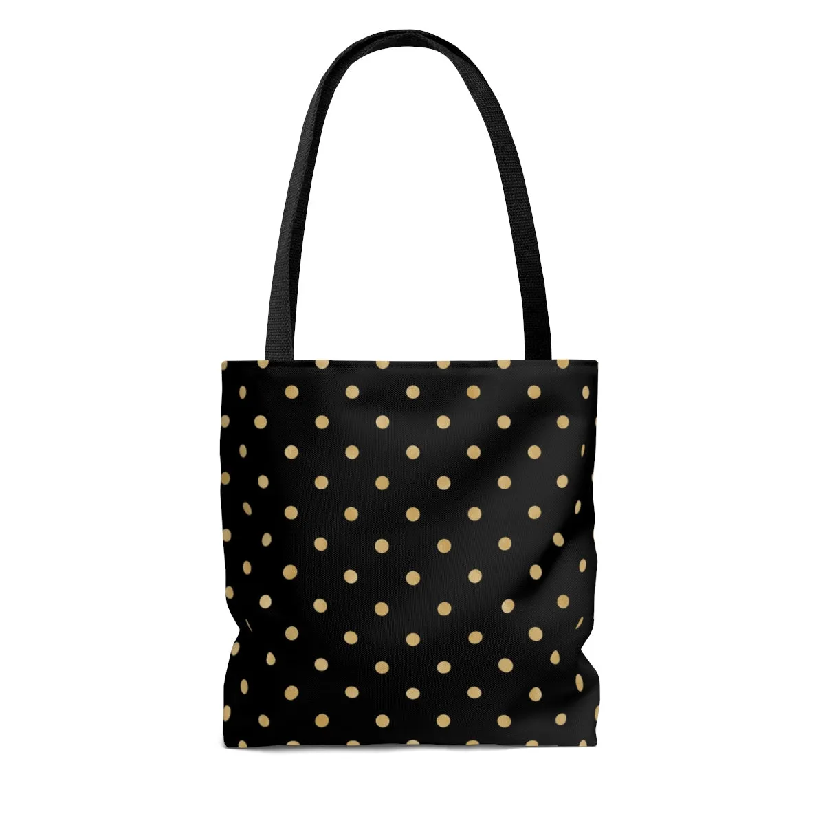 Black and Gold Polka Dot AOP Tote Bag