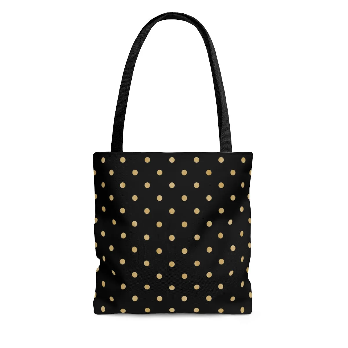 Black and Gold Polka Dot AOP Tote Bag