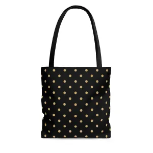Black and Gold Polka Dot AOP Tote Bag