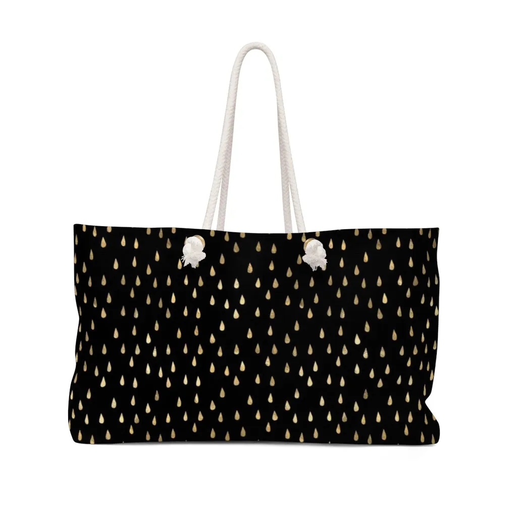 Black and Gold Raindrops Weekender Bag
