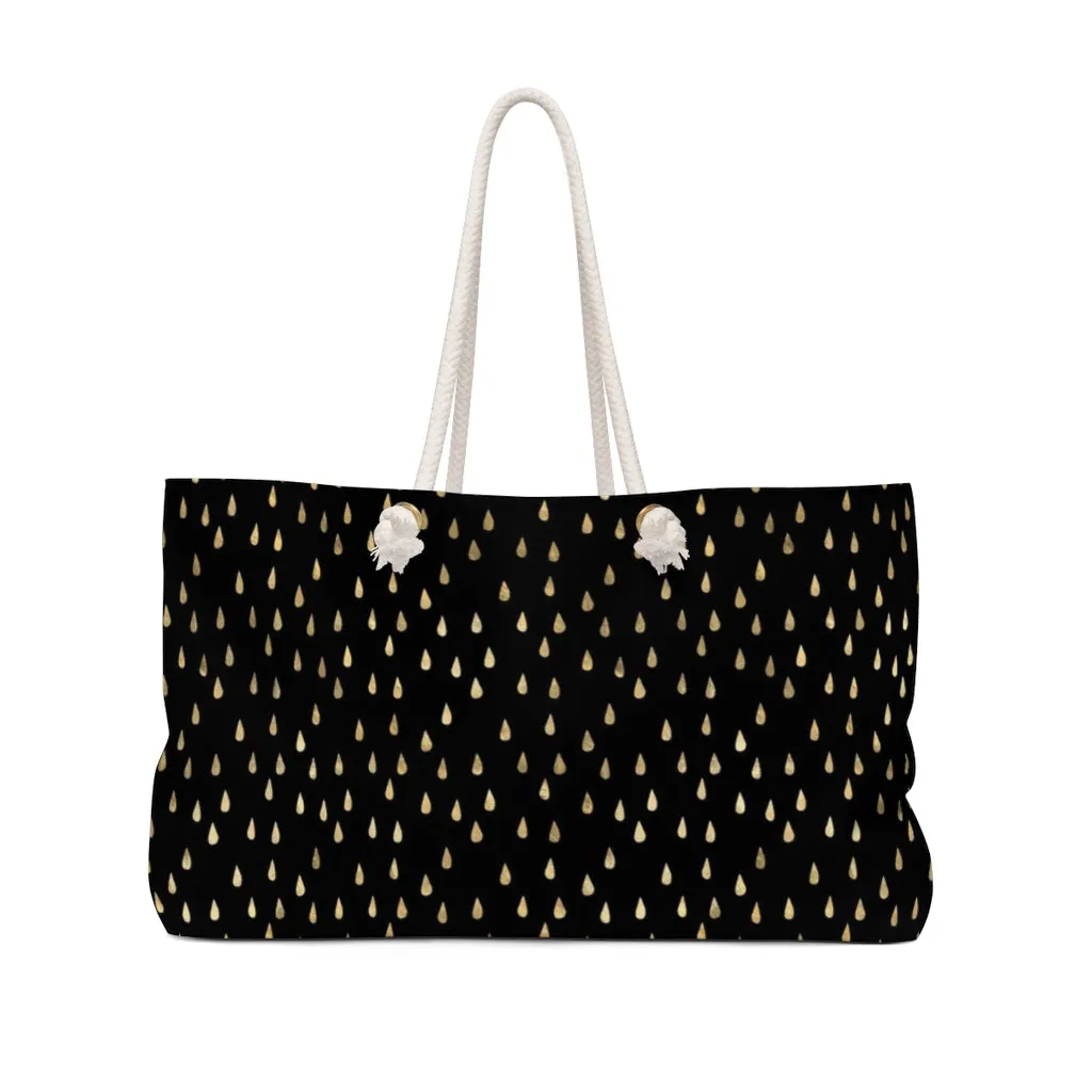 Black and Gold Raindrops Weekender Bag