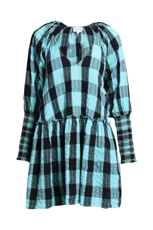 Black and Teal Neve Mini Check Dress