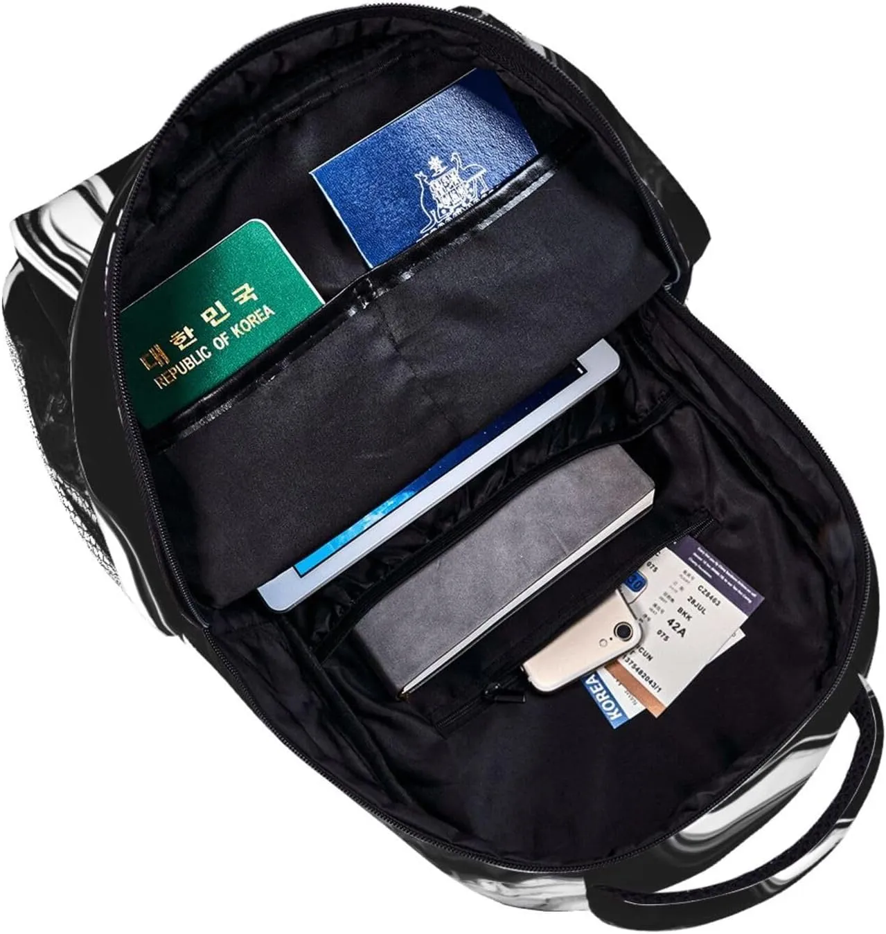 Black White Marble Print Print Laptop Backpack Stylish Bookbag College Daypack Travel Business Work Bag For Men Women