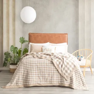 Blanket Washed Cotton Gingham Reversible Tan