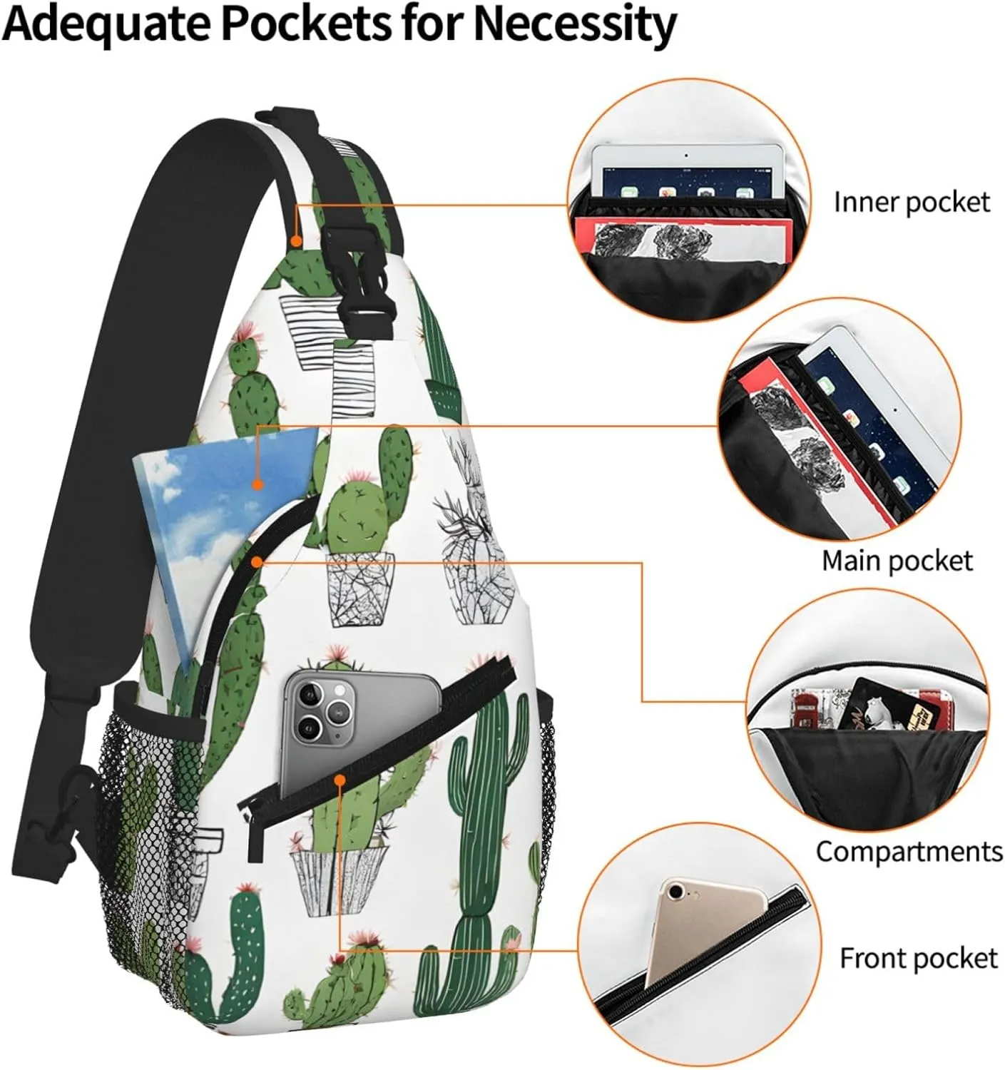 Blooming Print Cross Chest Bag Diagonally For Short-Distance Travel And Daily Use