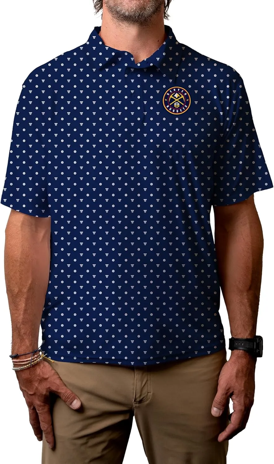 Blue 84 Men's NBA Officially Licensed Short Sleeve Performance Polo All Over Print Agile