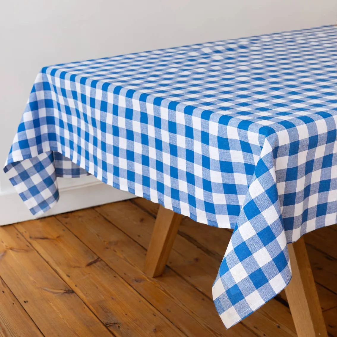 Blue & White Fabric Gingham Tablecloth | Spring | Summer |