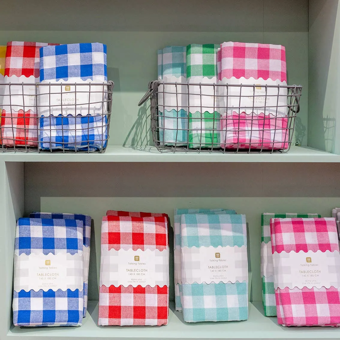 Blue & White Fabric Gingham Tablecloth | Spring | Summer |
