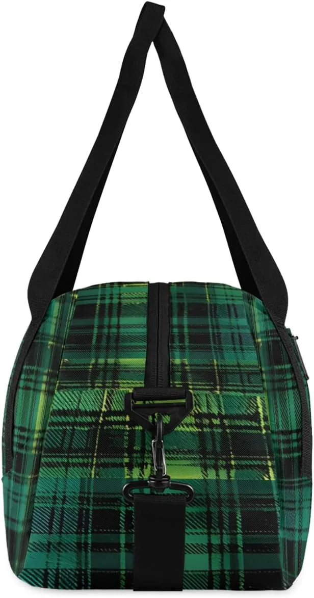 Blue Grid Kids Duffle Bag Boys Girls Small Sport Dance Gym Bag for Overnight Travel Weekender Carry On