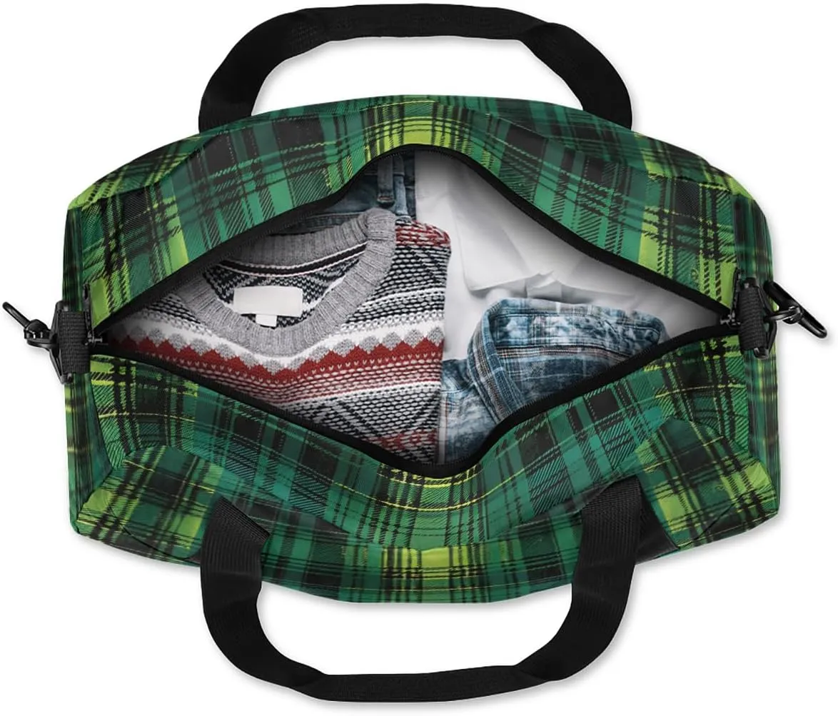 Blue Grid Kids Duffle Bag Boys Girls Small Sport Dance Gym Bag for Overnight Travel Weekender Carry On