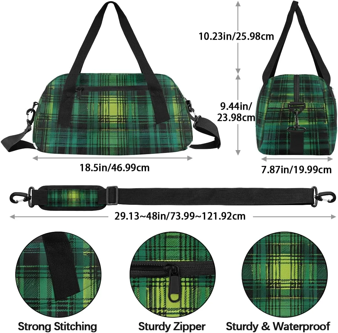 Blue Grid Kids Duffle Bag Boys Girls Small Sport Dance Gym Bag for Overnight Travel Weekender Carry On