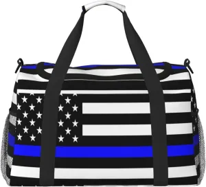 Blue Lives Matter Flag Travel Duffel Bag Large Foldable Waterproof Overnight Bag For Beach Swim Bags Pool Sports Gym