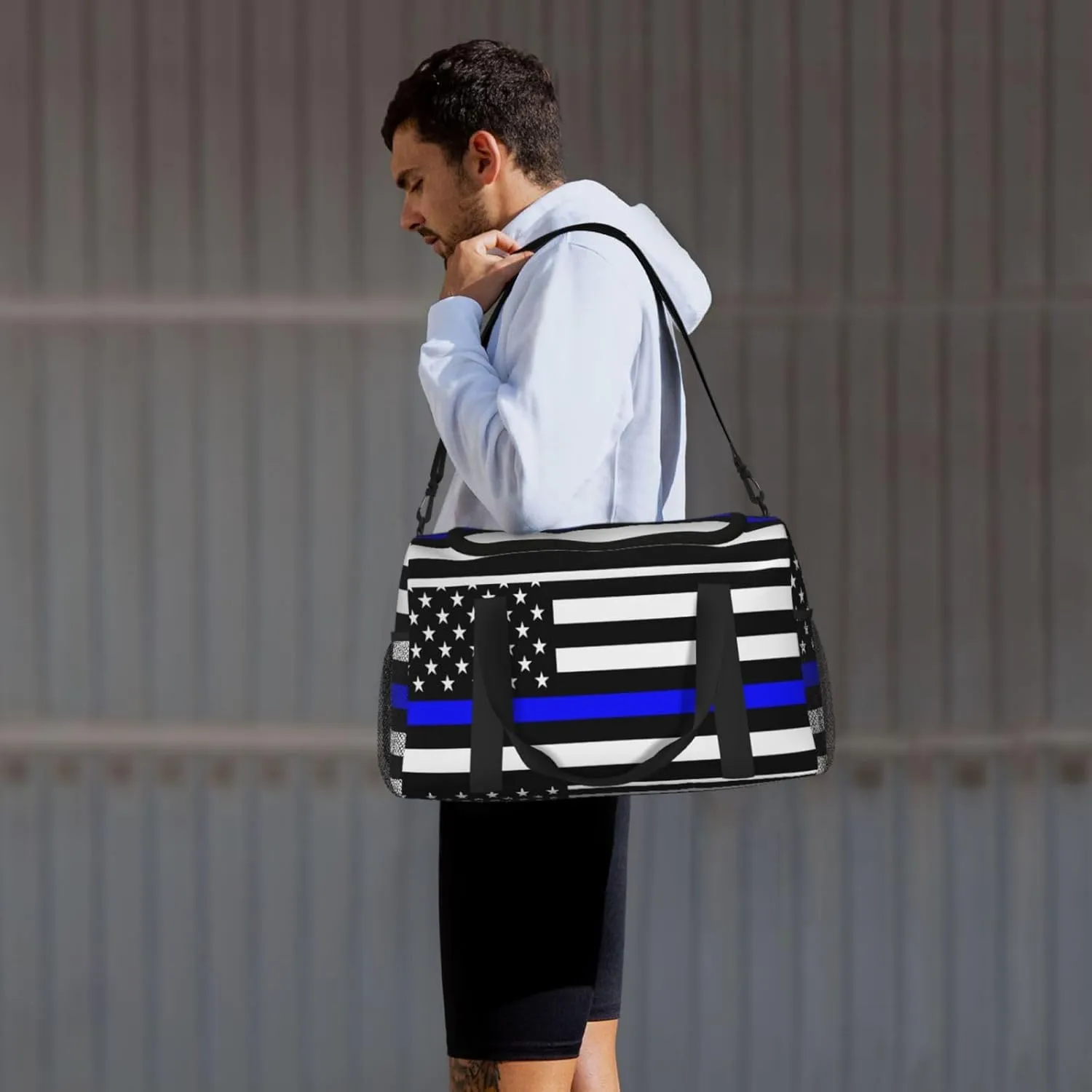 Blue Lives Matter Flag Travel Duffel Bag Large Foldable Waterproof Overnight Bag For Beach Swim Bags Pool Sports Gym