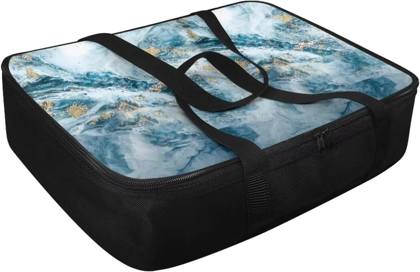 Blue Marble Print Insulated Casserole Carrier Travel Bag for Hot or Cold Food Dish Carrying Case for Beach Parties Picnic