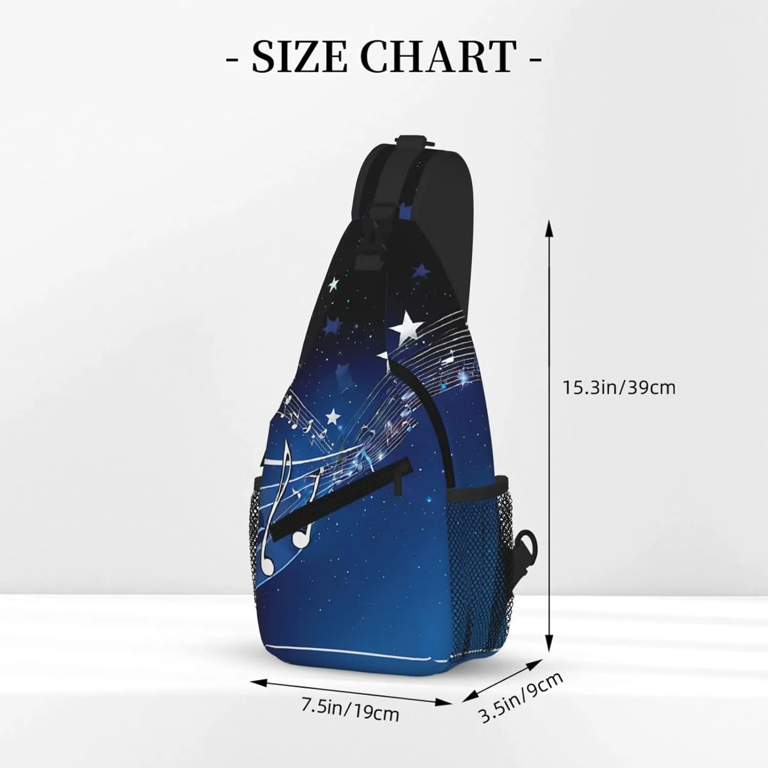 Blue Music Print Cross Chest Bag Diagonally For Short-Distance Travel And Daily Use