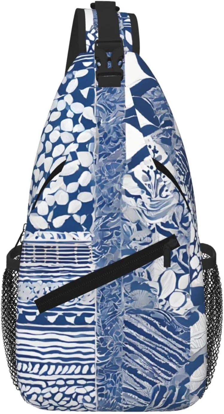 Blue Polynesian Maori Tribal Pattern Print Cross Chest Bag Diagonally For Short-Distance Travel And Daily Use